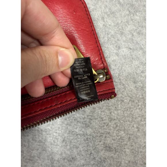 Fossil Red Leather Zipper Wallet - Picture 7 of 15